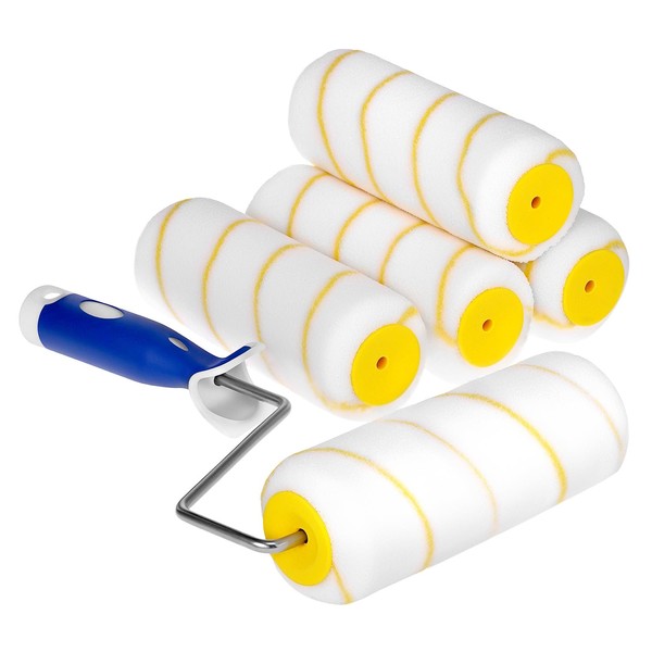 QWORK Set of 5 Yellow Thread Paint Roller 18 cm