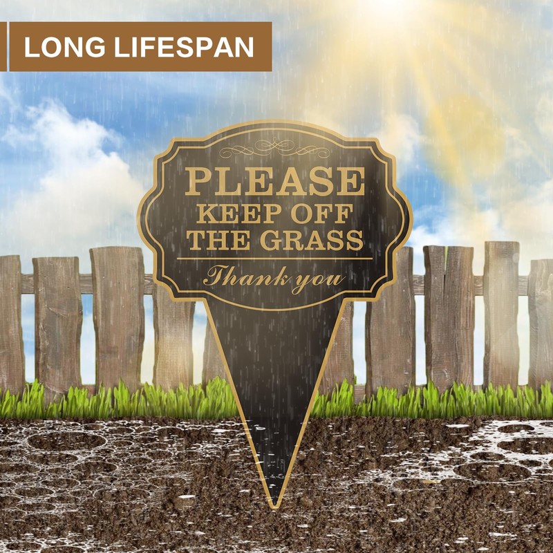 Double Sided Yard Sign, Stay Off Grass with Stake, 10"x14"