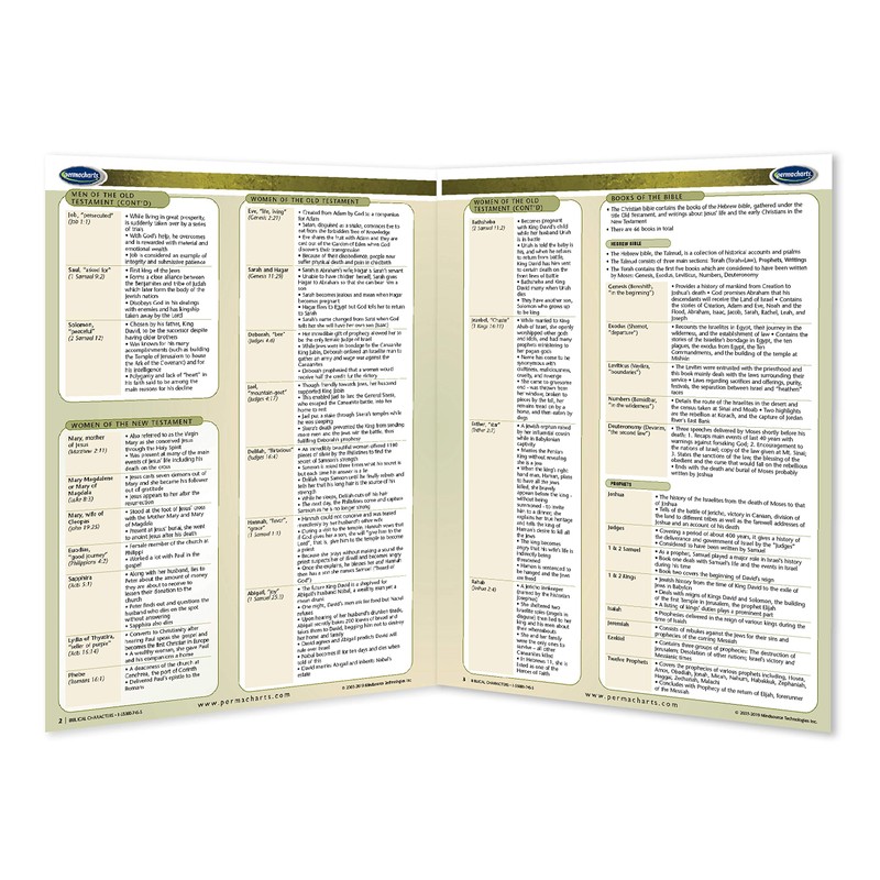 Biblical Characters - Religion Quick Reference Guide by Permacharts