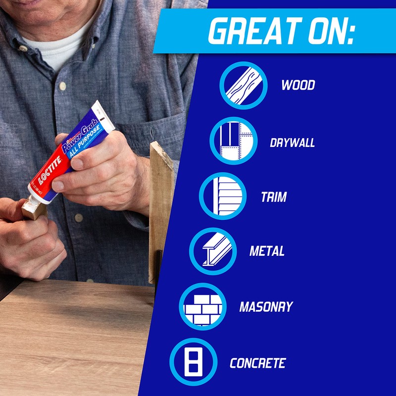 Loctite Power Grab Express All Purpose Construction Adhesive, White, 3