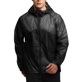 SWISSWELL Mens Lightweight Rain Jackets Raincoat with Hood Waterproof Windbreaker Jackets for Cycling Golf Fishing Running Black XL