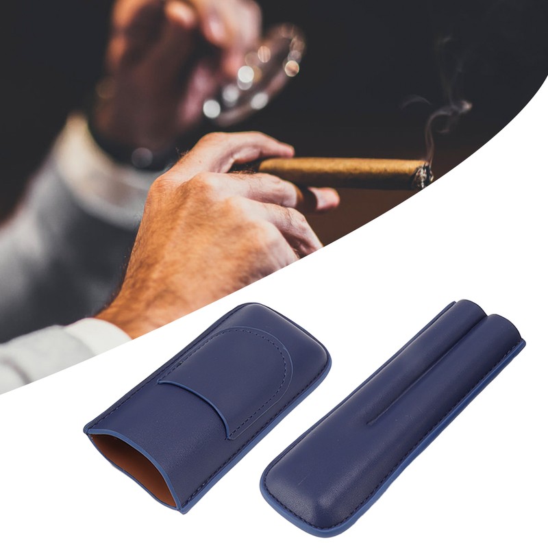 Cigar Case Elegant Vintage Hand Crafted Slim Portable 2 Fingers