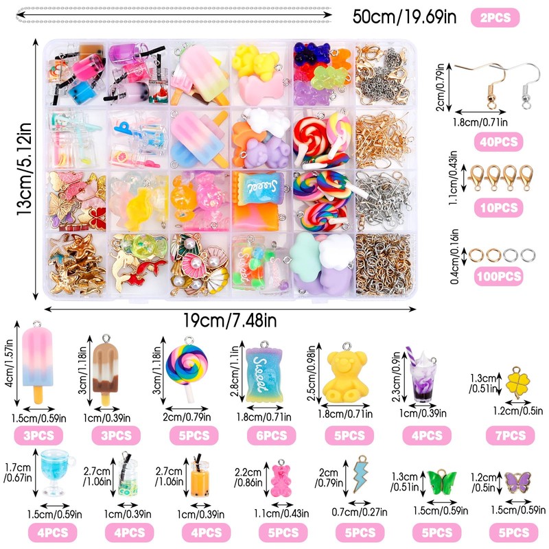 JABNOW Charms Pendant Set, Jewellery Making Set, Charms Bubble Tea