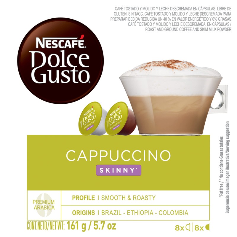 Nescafe Dolce Gusto Pods, Skinny Cappuccino, 16 capsules, Pack of