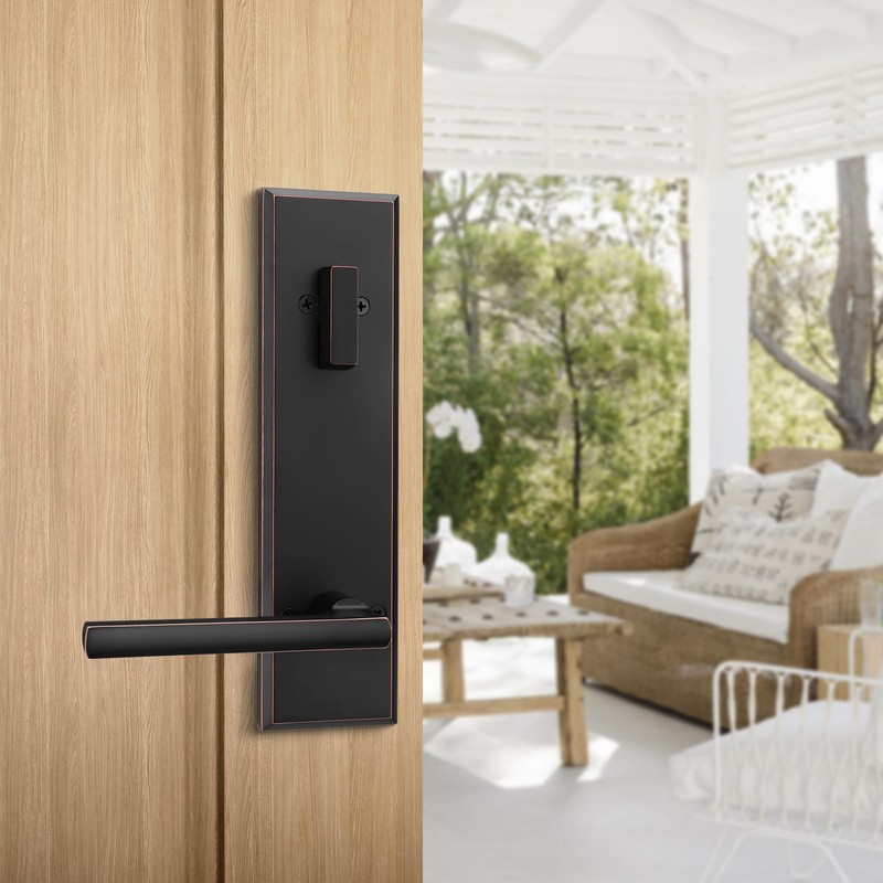 Haidms Oil Rubbed Bronze Front Door Handle Set, Entry Door