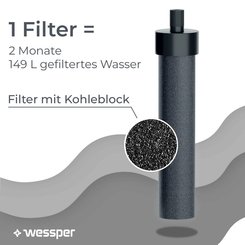 Wessper Water Filter Bottle 680 ml Mint Tritan Drinking Bottle