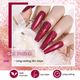 JODSONE 10ml Glitter Gel Nail Polish Set 6Colors Glitter Red Glitter Pink Glitter White Gel Polish All Seasons Neutral Soak off LED Lamp Gel Manicure Set for Nail Art