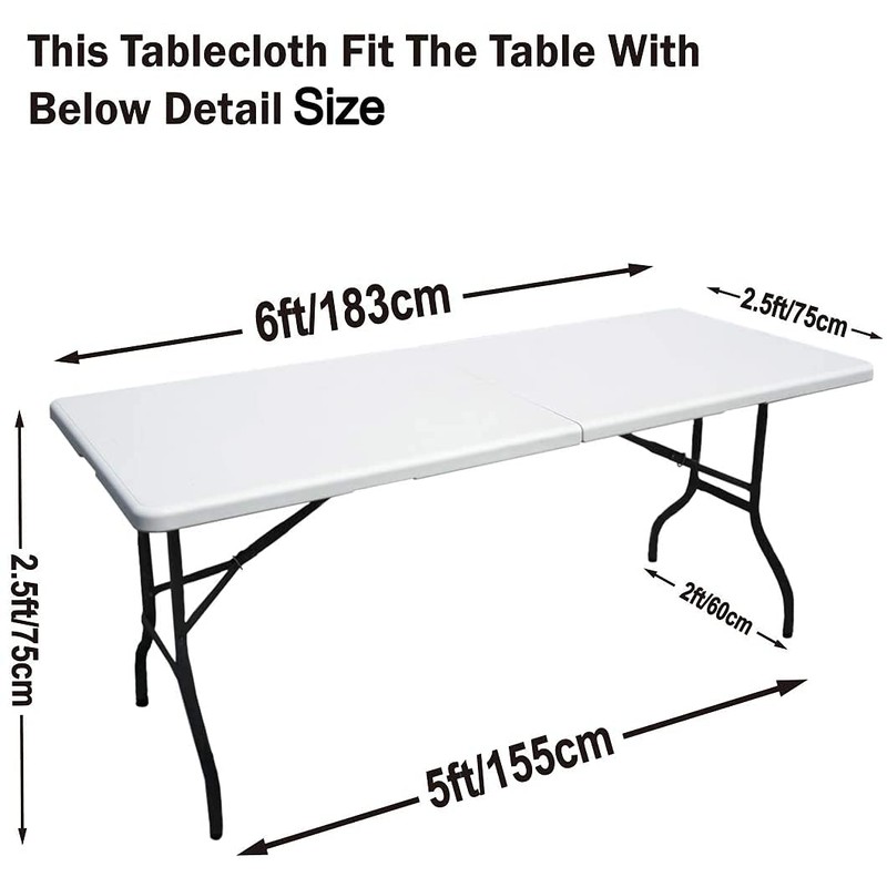 Namvo Stretch Tablecloth 6ft with Open Back for Rectangle Tables,