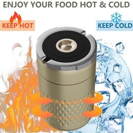 Xeipenfit 67 ozAdults Stainless Steel Vacuum Insulated Wide Mouth Soup Food Thermos Hot Food Jar with Keep Thermal Portable 3 Tier Stackable Bento Hot Food Containers Lunch Boxes (Gold)