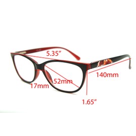 ColorViper basic cateye women reader spring hinge Reading Glasses 52m-17mm-140mm (shiny black red, 2.00)