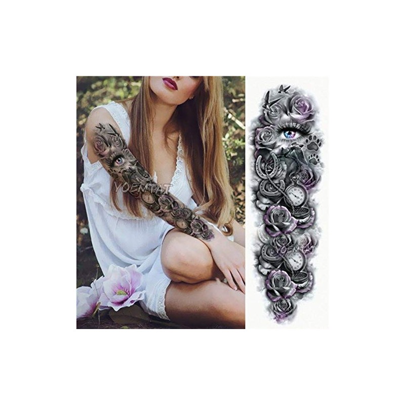 EROSPA® Temporary Tattoo Sheet - Roses / Horseshoe / Pocket