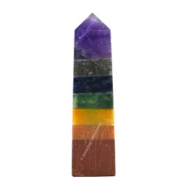7 Chakra Crystal Towers ~ Natural Healing Crystal Point Obelisk for Reiki Healing and Crystal Grid (3" to 4" INCH)