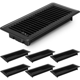 Gmurnai 4x10 Floor Vents Heavy Duty Floor Registers, Floor Air Vent Covers 4 X 10 for Home Floor Wall Ceiling, Rust Proof Finish Registers Grilles & Vents (6, Black, 4x10 Inches)