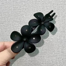 EZ PEACH Hair Clip, Large, Side Barrette, Hair Clip, Firm, Strong Hold, Simple Hair Accessory, 2 Strand Flowers, Swallow Clip, Elegant, Hair Arrangement, Hair Ornament, Tail Clip, Sparkling & Shiny,