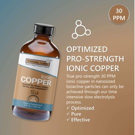 Thrival Labs Ionic Copper Drops (30 PPM) – Pure Liquid Supplement for Hair, Skin, Nails & Bone Health – Bioavailable Copper for Energy, Wellness & Joint Support - 8oz (Glass Dropper Bottle)