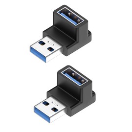 talNite 2-Pack USB 3.0 Right Angle Adapters, USB-A Male to Female 90-Degree Extension Connectors, High-Speed Data Transfer and Charging for Devices with USB-A Ports