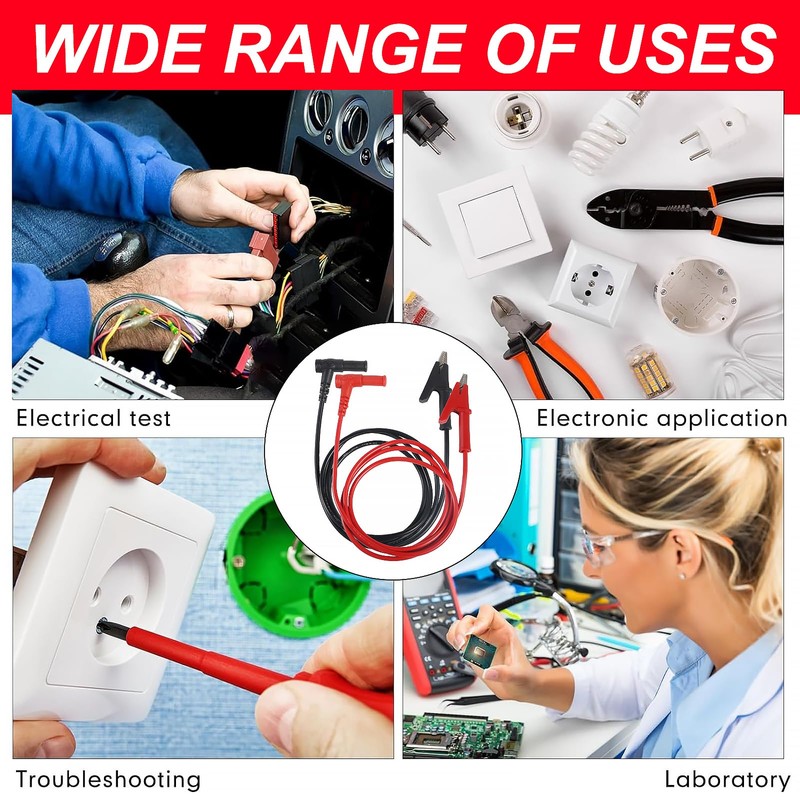 DIANN 4pcs Multimeter Test Leads Banana Plug Right Angle to