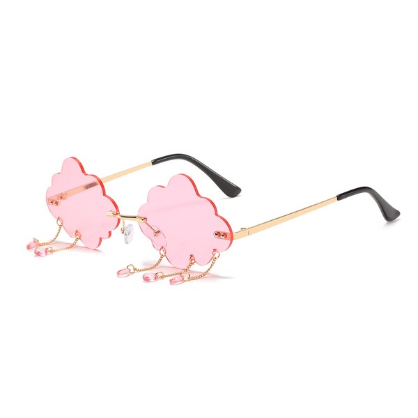 YUELUQU Vintage Fashion Funny Festival Sunglasses Metal Frameless Women Men