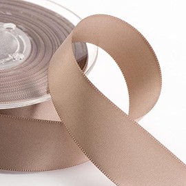Italian Options Satin Ribbon, 25mm Wide x 25 Metre Roll, Taupe