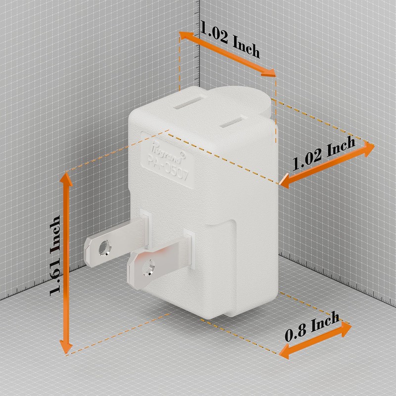 90 Degreen 2 Prong Adapter, Plugrand Up Angled Nema 1-15P