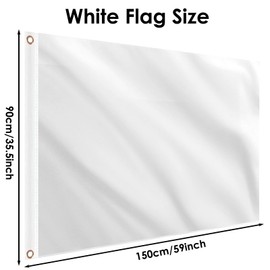Blank White Flags 5ft x 3ft, Plain Flags with Brass Eyelets for for Drawing DIY Party Game Room Outdoor Garden Festival Decorations