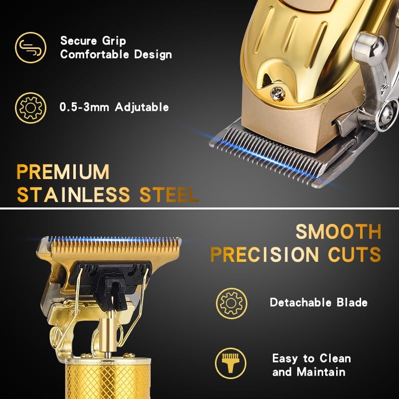 LQT Professional Hair Clipper Set, Gold, LED Display, with Trimmer,