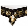 Dusenly Black Gold Happy New Year Tablecloth Plastic Disposable New