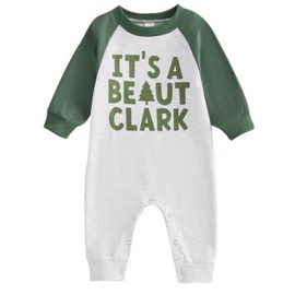 FIOMVA My First Christmas Baby Boy Girl Outfit Infant One Piece Jumpsuit Newborn Christmas Romper Fall Winter Clothes (B It's A Beaut Clark Green,3-6 Months)