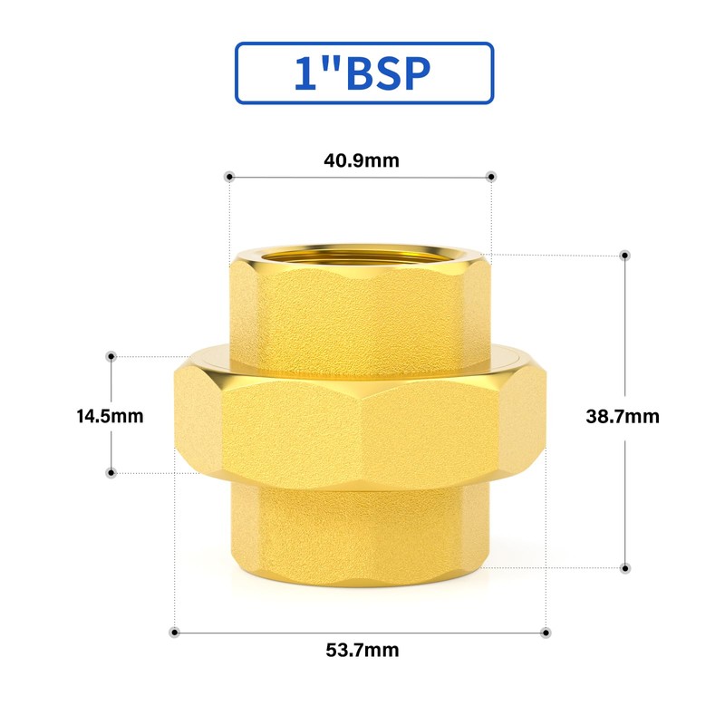 ERGAOBOY 1Pcs Brass Union, 1" BSP Threads Female Pipe Fitting,
