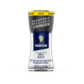 Morton Adjustable Refillable Grinder, All-Natural Sea Salt, 2.5 Ounce (Pack of 6)