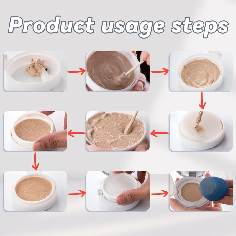 YMCLUB 15g 0.5oz empty cushion foundation compact, luxurious white silver