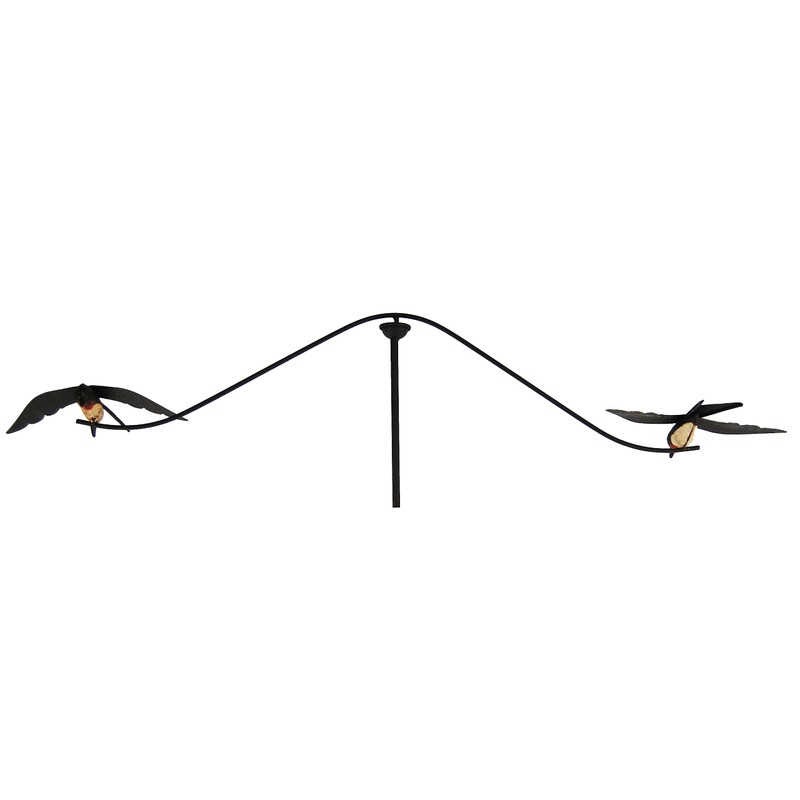MAISONICA Tall 1.5m Rusty Swallow Metal Garden Stake Spinner Balancer
