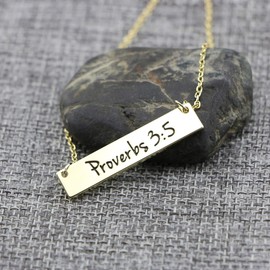 Memgift Baptism Jewelry Bible Verse Bar Necklaces for Women 18K Gold Plated Christian Necklace Birthday Gifts Psalm 139:14