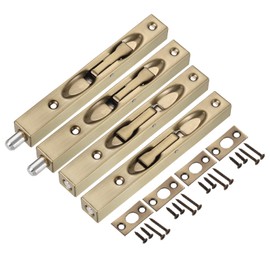 uxcell 4Pcs Door Bolts Latch 6 Inch, Stainless Steel Security Door Guard Lever Action Flush Slide Lock for Inactive Leaf, Double Dummy Door, Bronze