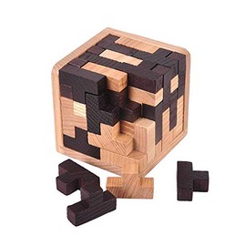 Oostifun Gobus 54 Pieces Wooden Brain Teaser Puzzle T Shape Building Blocks Geometric Jigsaw Puzzle Educational Toy Black and White Puzzle for Kids Adults