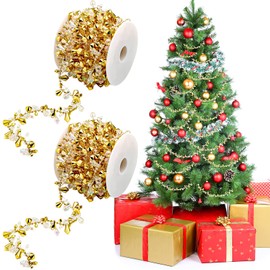 30 Feet Christmas Clear Iridescent and Gold Bead Garland Christmas Tree Bead Garlands Christmas Tree Twist Bead Garland String Acrylic Bead Strands Chains for Christmas Party Tree Fireplace Decor