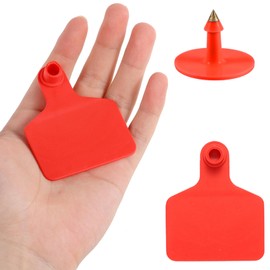 100PCS Large Plastic Livestock Ear Tags - ID Tags for Cattle, Sheep, Goats, Pigs - Red