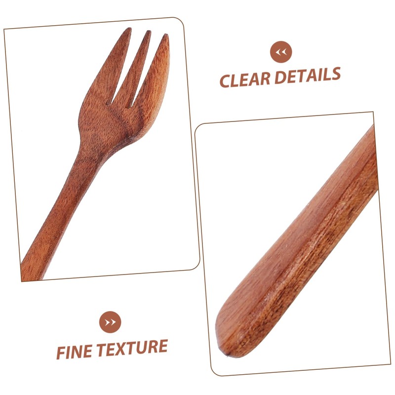 Hoement Wooden Kitchen Utensil Handle Fork Mixing Fork for Salad