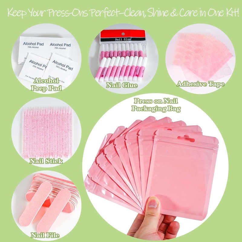 Kit De Manicura Desechable Con Lima, Pegamento, Almohadillas De Preparación,