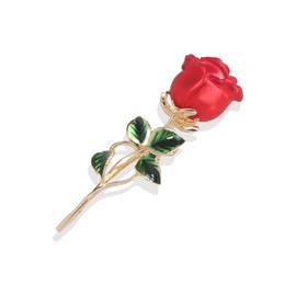 Seakuur Broche floral elegante en forma de rosa roja para mujer, accesorio para el día de la madre, Acero inoxidable, N/C