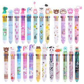 Kolewo4ever 24 Pieces Multicolor Ballpoint Pens 10-in-1 0.5mm Retractable Ballpoint Cartoon Pen Dinosaur Unicorn Pen for Office School Supplies Students Gift