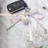 Nalefow Cute Pink Pearl Bow Keychain Fuzzy Dog Cat Keychains