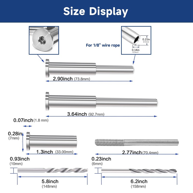 RiaYer 20-Piece 1/8" Stainless Steel Cable Railing Kit - Invisible