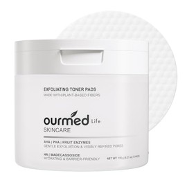 Ourmed Life Almohadillas de tóner, suaves AHA PHA Fruit Enzyme Exfoliating Facial Pads para una piel suave y radiante, poros refinados, biodegradable 