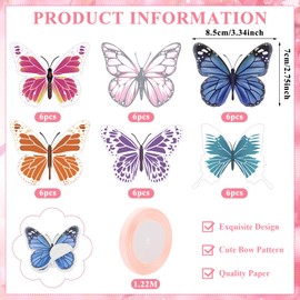 Ioffersuper 36 Sets Butterfly Sticky Note with Pens Butterfly Shaped Notepad Butterflies Retractable Ballpoint Pen to Do List Memo Pad for Back to School Gift Office Supplies Teacher Appreciation Gift