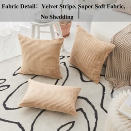 Home Brilliant Taupe Rectangle Cushion Covers Home Decoration, Simple Design Lovely Striped Corduroy Ochre Cushions Covers for Sofa Bed Couch, Pack of 2, (30cm x 50cm, Taupe)