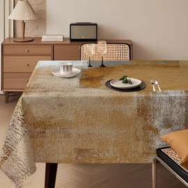 Modern Tablecloth 140 x 240 cm Brown Art Painting Tablecloth Washable Rectangle Tablecloth Decoration Aesthetic Tablecloths for Autumn Winter Party Weddings Holidays Birthday