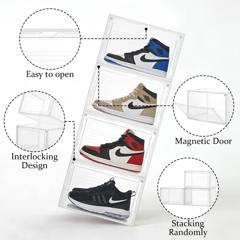 DEEZOMO Upgraded X-Large Shoe Organizer, Stackable 6 Pack Plastic Shoe