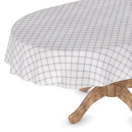 Oilcloth Tablecloth Washable Garden Tablecloth Oilcloth Square Round Oval 140 x 180 cm Cut Edge Pixel Checked Grey