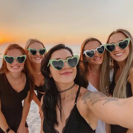 Matcheck 12 Pcs Heart Sunglasses Bachelorette Party, Bridal Shower Favors Bride Tribe Love Glasses Wedding Supplies (Sage Green)